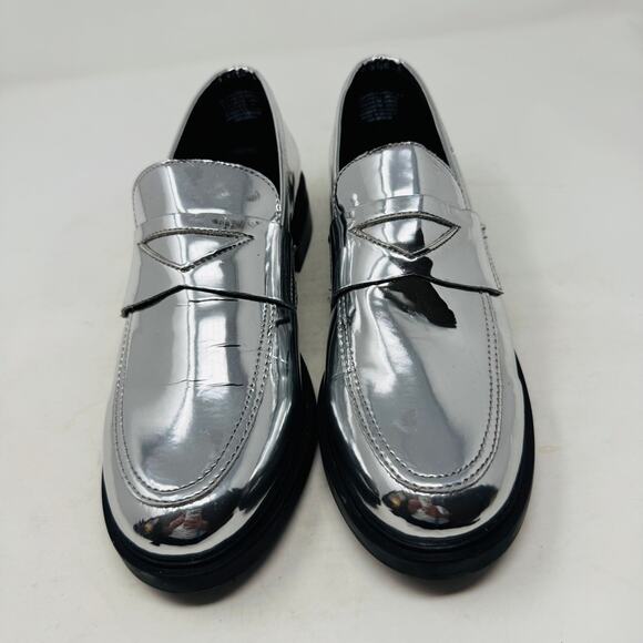 Steve Madden Metallic Silver Loafers Chunky Sole Women’s Size 9 - Picture 5 of 13